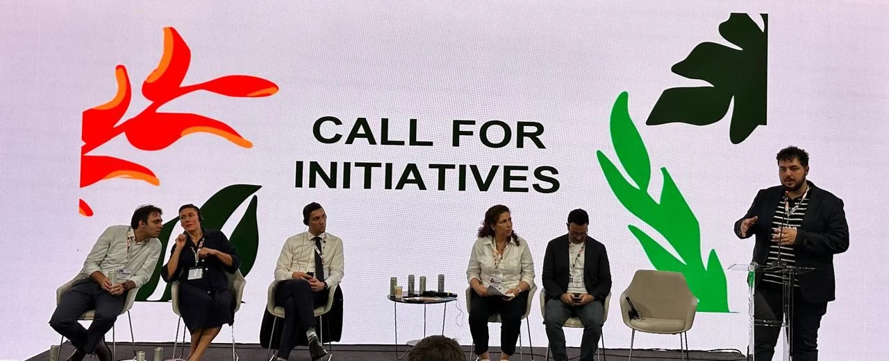 Brayon Pieske representing Trust Carbon at the Call for Initiatives panel during the Global DPI Summit programming inside COP30 Belém 2025 — climate adaptation and digital public infrastructure for the voluntary carbon market